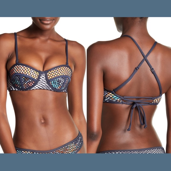Maaji Do Me a Solid‎ Padded Underwire Mesh Bikini Top [SZ Small ] - Picture 1 of 8